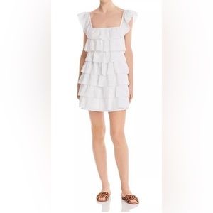 Show Me Your MuMu Lucy Eyelet White Cotton Mini Dress Festival .  Sz XS.  EUC!